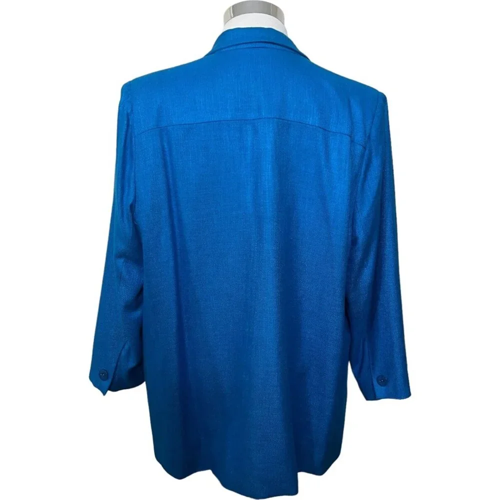 Vintage Galleria Sport‎ Womens Blue Blazer Jacket 1X Casual Tweed Career Wear